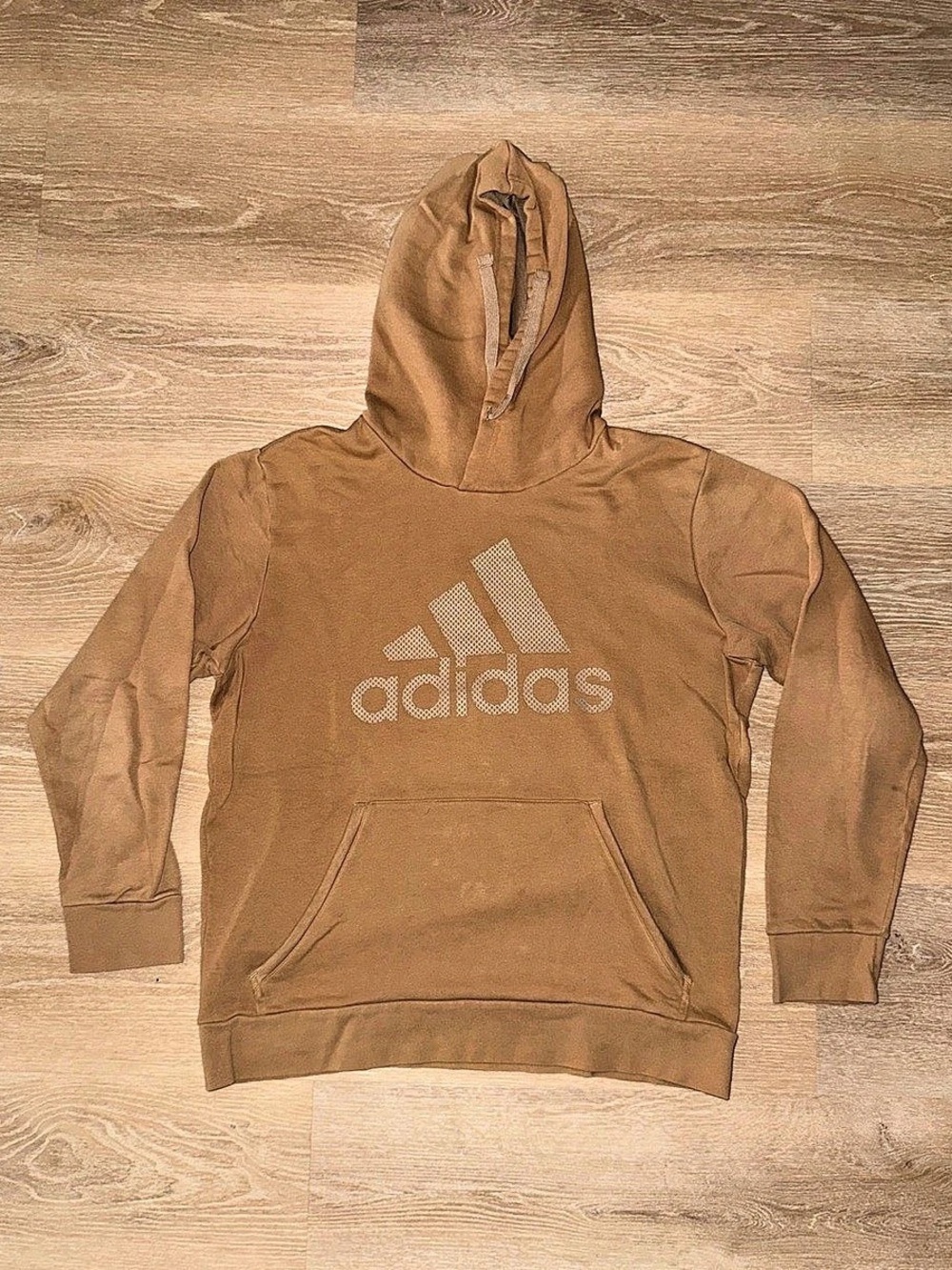 Adidas Logo Tan Hoodie Sweatshirt